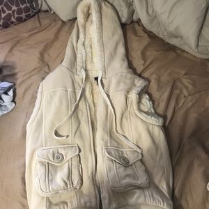 GAP faux fur lined hooded vest.